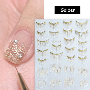 Gold Silver Tassels French 3D Nail Sticker Nail Decoration No Brand MO-485 (Gold) 