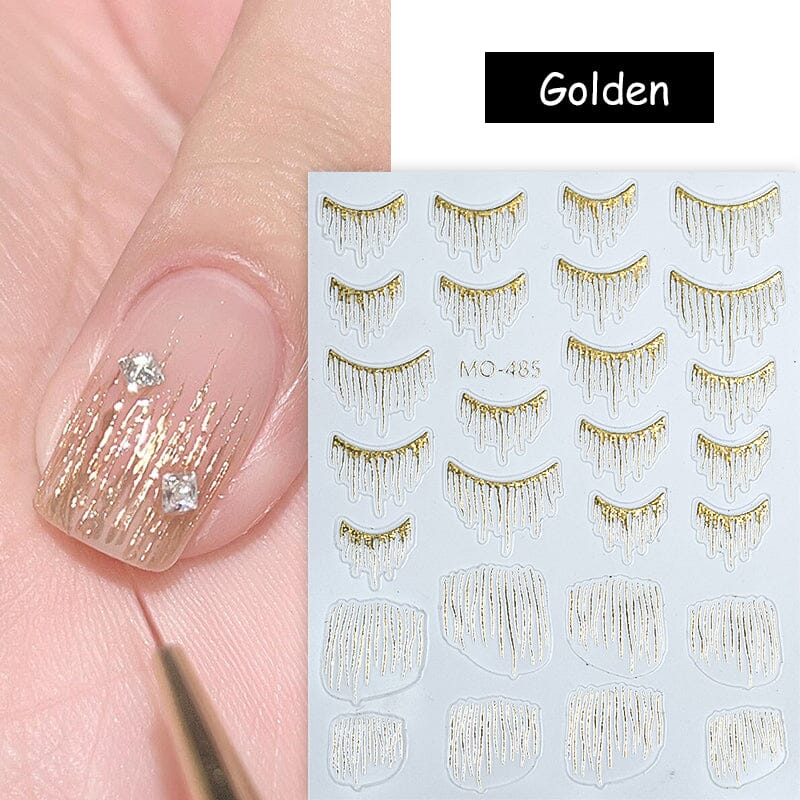 Gold Silver Tassels French 3D Nail Sticker Nail Decoration No Brand MO-485 (Gold) 
