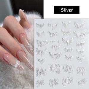 Gold Silver Tassels French 3D Nail Sticker Nail Decoration No Brand MO-485 (Silver) 