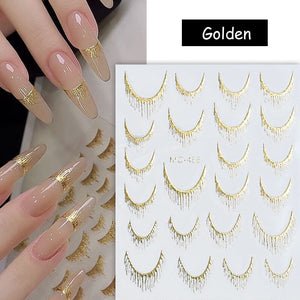 Gold Silver Tassels French 3D Nail Sticker Nail Decoration No Brand MO-486 (Gold) 