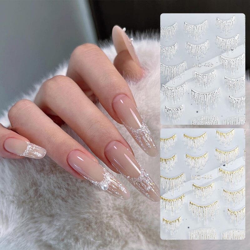 Gold Silver Tassels French 3D Nail Sticker Nail Decoration No Brand 