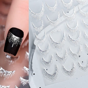 Gold Silver Tassels French 3D Nail Sticker Nail Decoration No Brand 