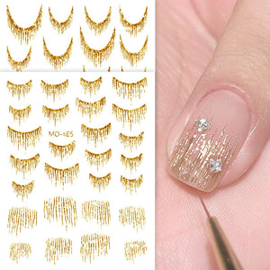 Gold Silver Tassels French 3D Nail Sticker Nail Decoration No Brand 