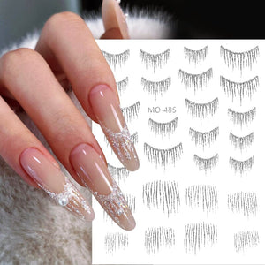 Gold Silver Tassels French 3D Nail Sticker Nail Decoration No Brand 