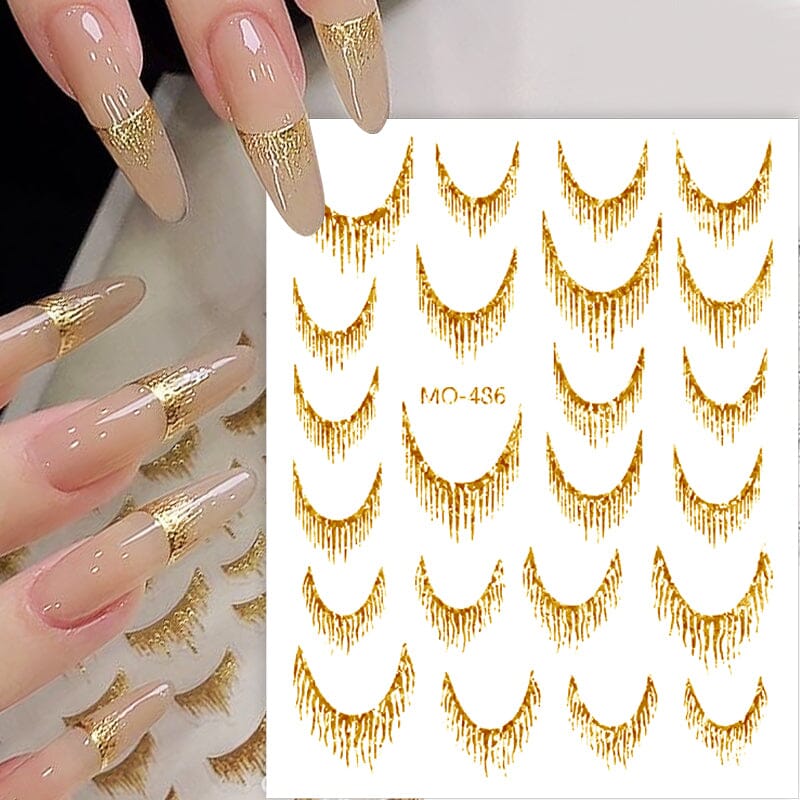 Gold Silver Tassels French 3D Nail Sticker Nail Decoration No Brand 
