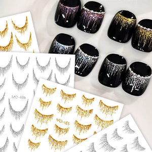 Gold Silver Tassels French 3D Nail Sticker Nail Decoration No Brand 