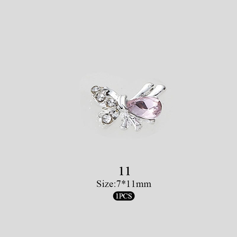 Pink Butterfly Rhinestones Alloy 3D Nail Decoration #11 Nail Decoration No Brand 
