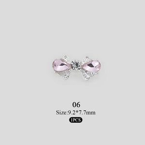 Pink Butterfly Rhinestones Alloy 3D Nail Decoration #06 Nail Decoration No Brand 