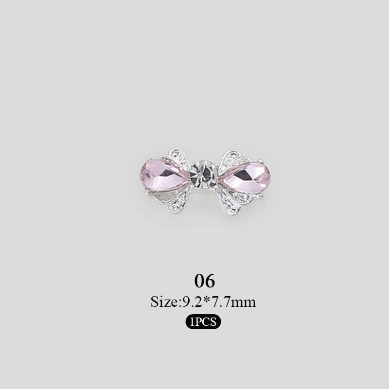 Pink Butterfly Rhinestones Alloy 3D Nail Decoration #06 Nail Decoration No Brand 
