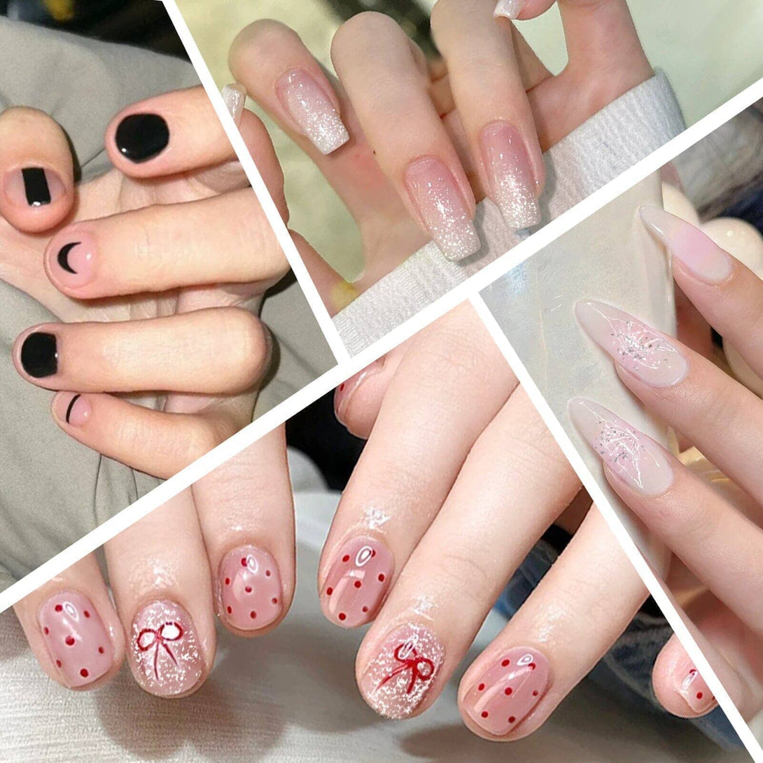 16 Tips Black Lines Semi-cured Gel Nail Wraps C0066 Nail Sticker Harunouta 