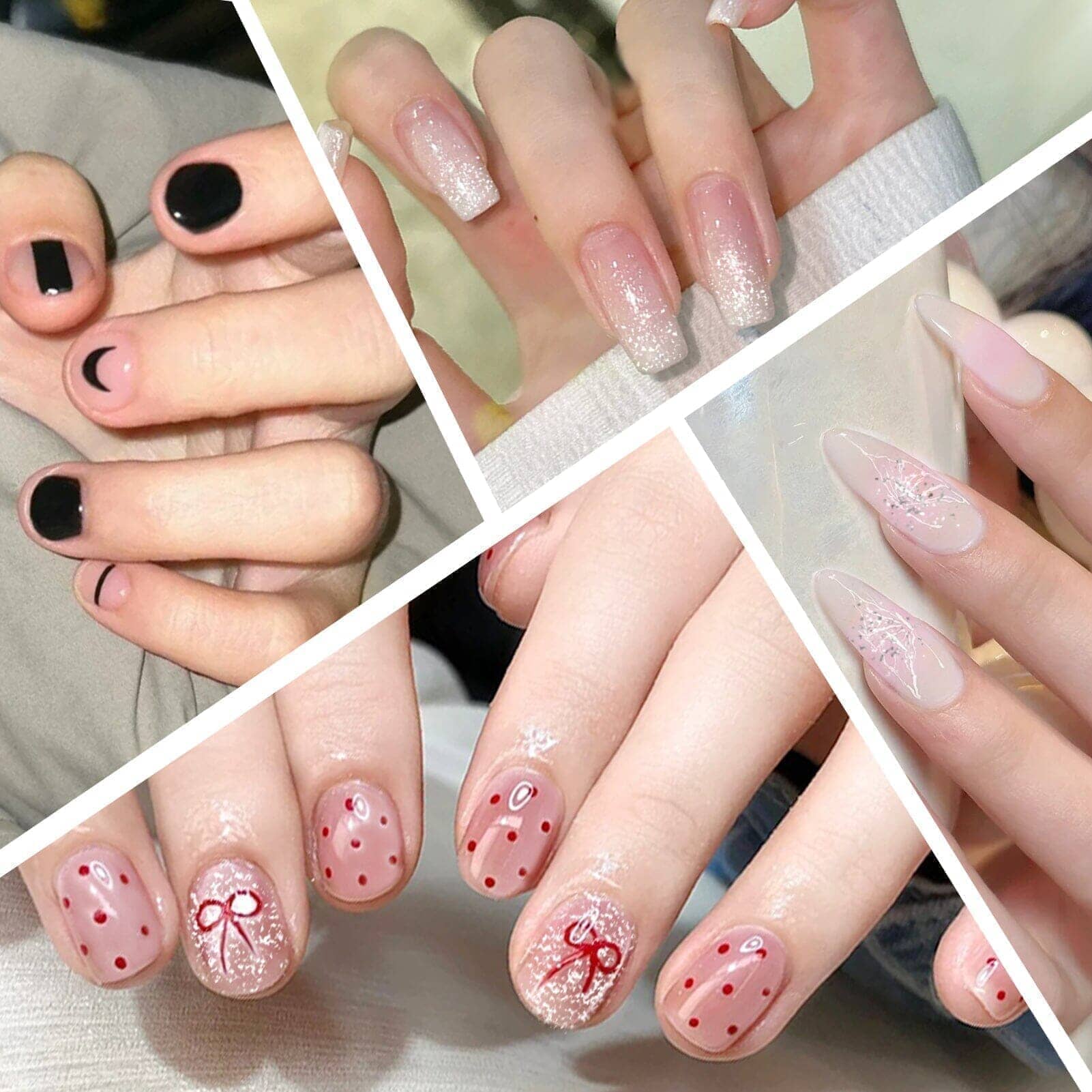 16 Tips Black Lines Semi-cured Gel Nail Wraps C0066 Nail Sticker Harunouta 