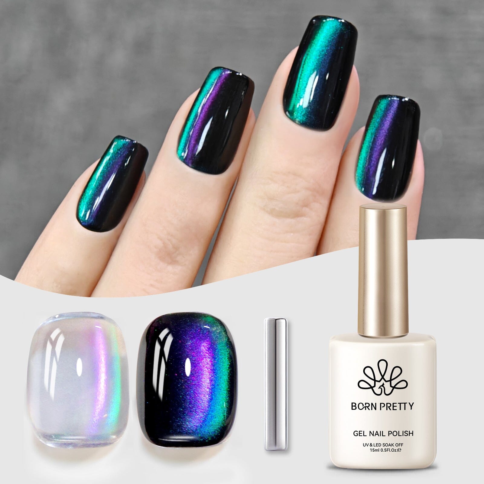 Green Chameleon Cat Magnetic Gel Polish MY50 Sway Sea 15ml Gel Nail Polish BORN PRETTY 