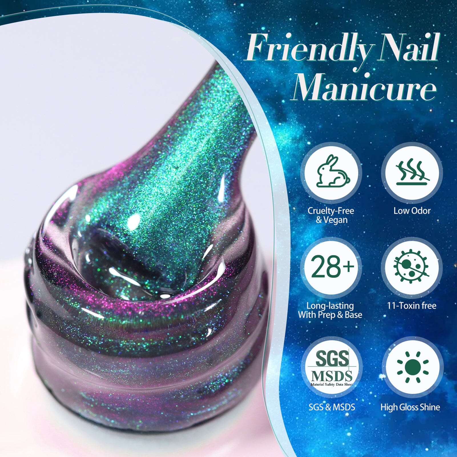 Green Chameleon Cat Magnetic Gel Polish MY50 Sway Sea 15ml Gel Nail Polish BORN PRETTY 