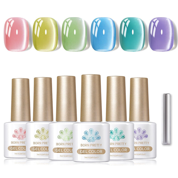 6 Colors Glass Cat Magnetic Gel Polish Set M06 Freedom Land 7ml Gel Nail Polish BORN PRETTY 