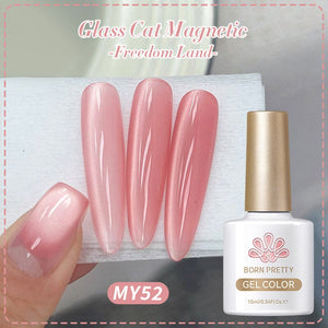 Pink Glass Cat Magnetic Gel Polish Freedom Land MY52 10ml Gel Nail Polish BORN PRETTY 
