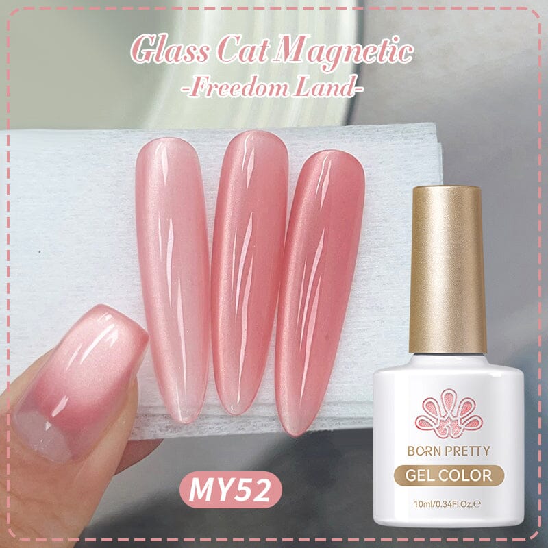 Pink Glass Cat Magnetic Gel Polish Freedom Land MY52 10ml Gel Nail Polish BORN PRETTY 