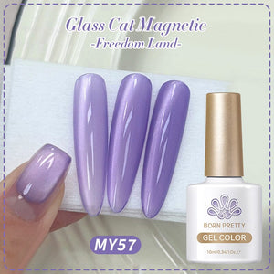 Purple Glass Cat Magnetic Gel Polish Freedom Land MY57 10ml Gel Nail Polish BORN PRETTY 