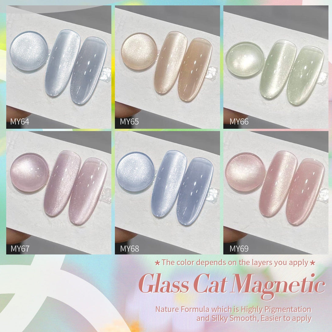 6 Colors Glass Cat Magnetic Gel Polish Set M08 Jasmine Blossoms 7ml Gel Nail Polish BORN PRETTY 