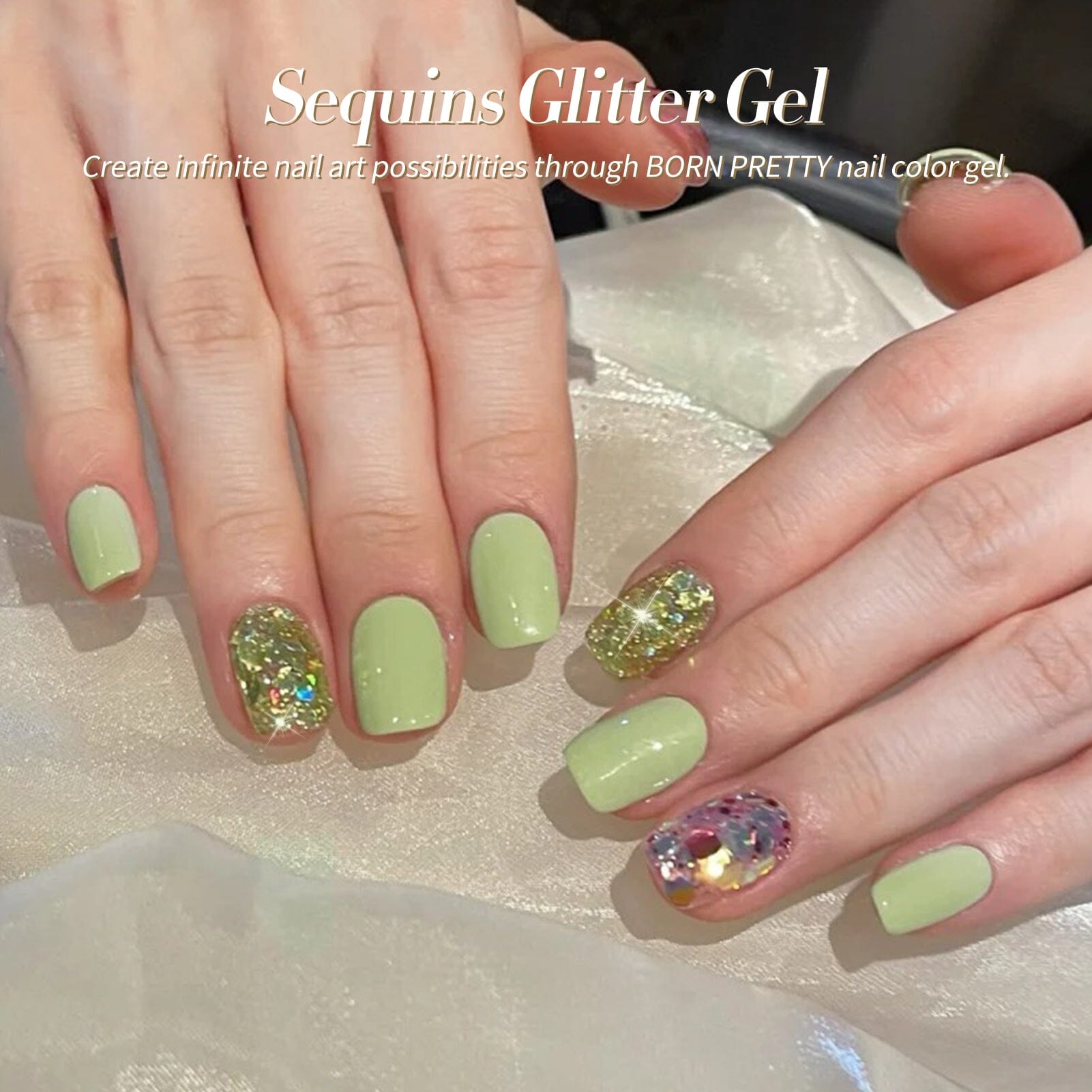 6 Colors Glitter Sequins Gel Polish S11 Summer 7ml Gel Nail Polish BORN PRETTY 
