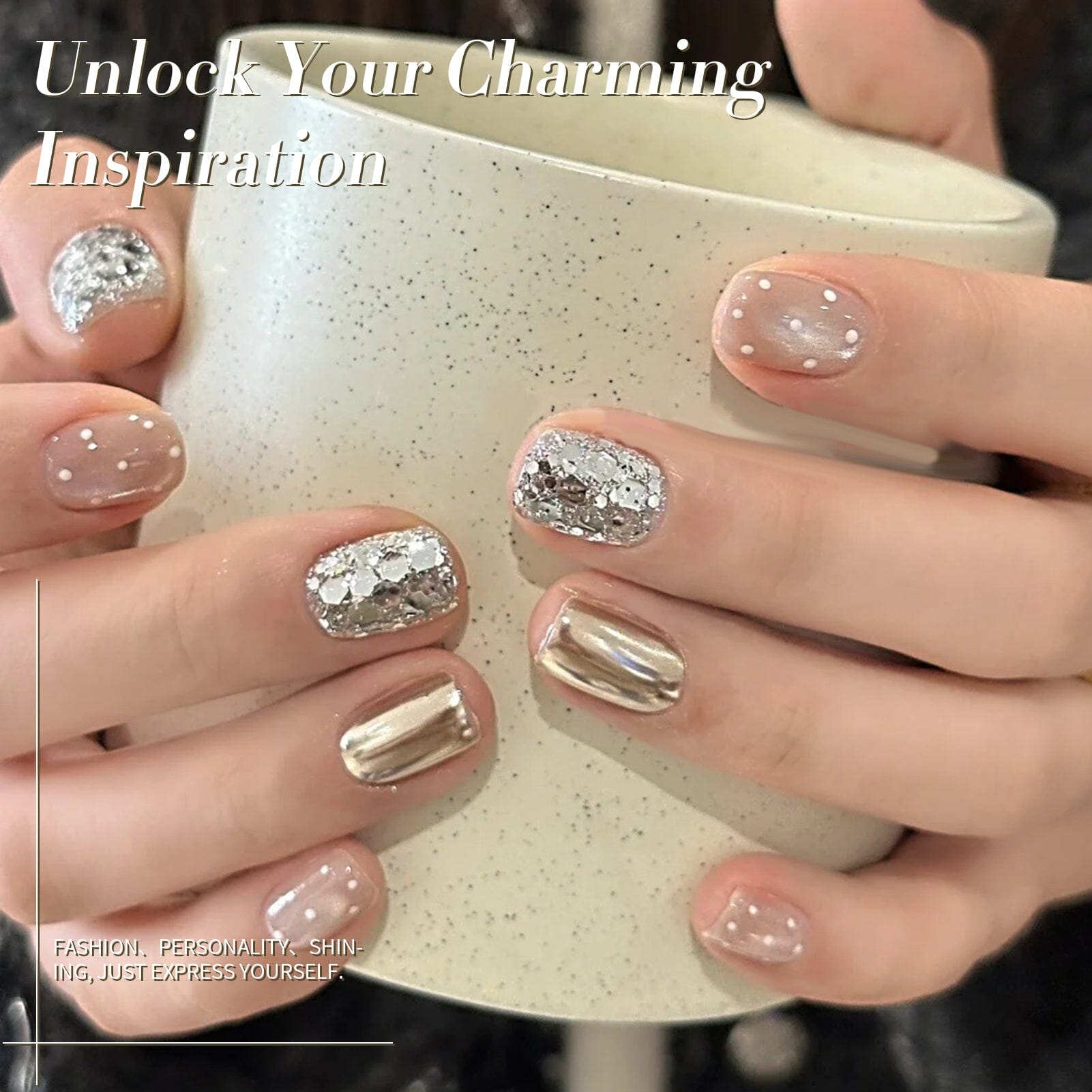 6 Colors Gold Silver Sequins Glitter Gel Polish Set S13 Holiday 7ml Gel Nail Polish BORN PRETTY 