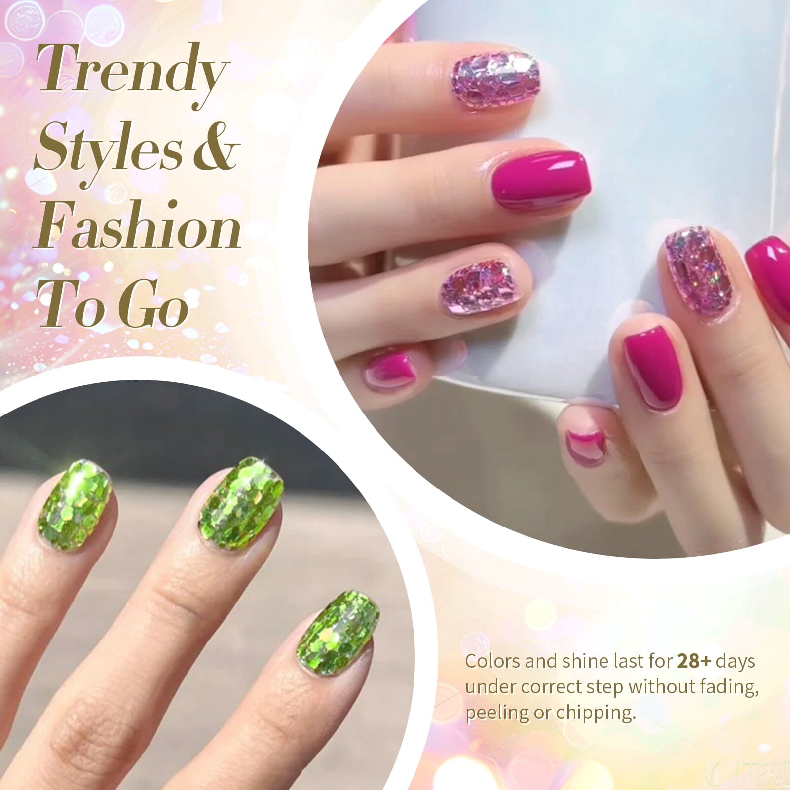 6 Colors Gold Silver Sequins Glitter Gel Polish Set S13 Holiday 7ml Gel Nail Polish BORN PRETTY 