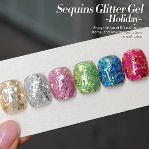 6 Colors Gold Silver Sequins Glitter Gel Polish Set S13 Holiday 7ml Gel Nail Polish BORN PRETTY 