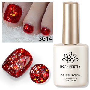 Red Sequins Glitter Gel Polish SG14 Vanity Fair 15ml Gel Nail Polish BORN PRETTY 