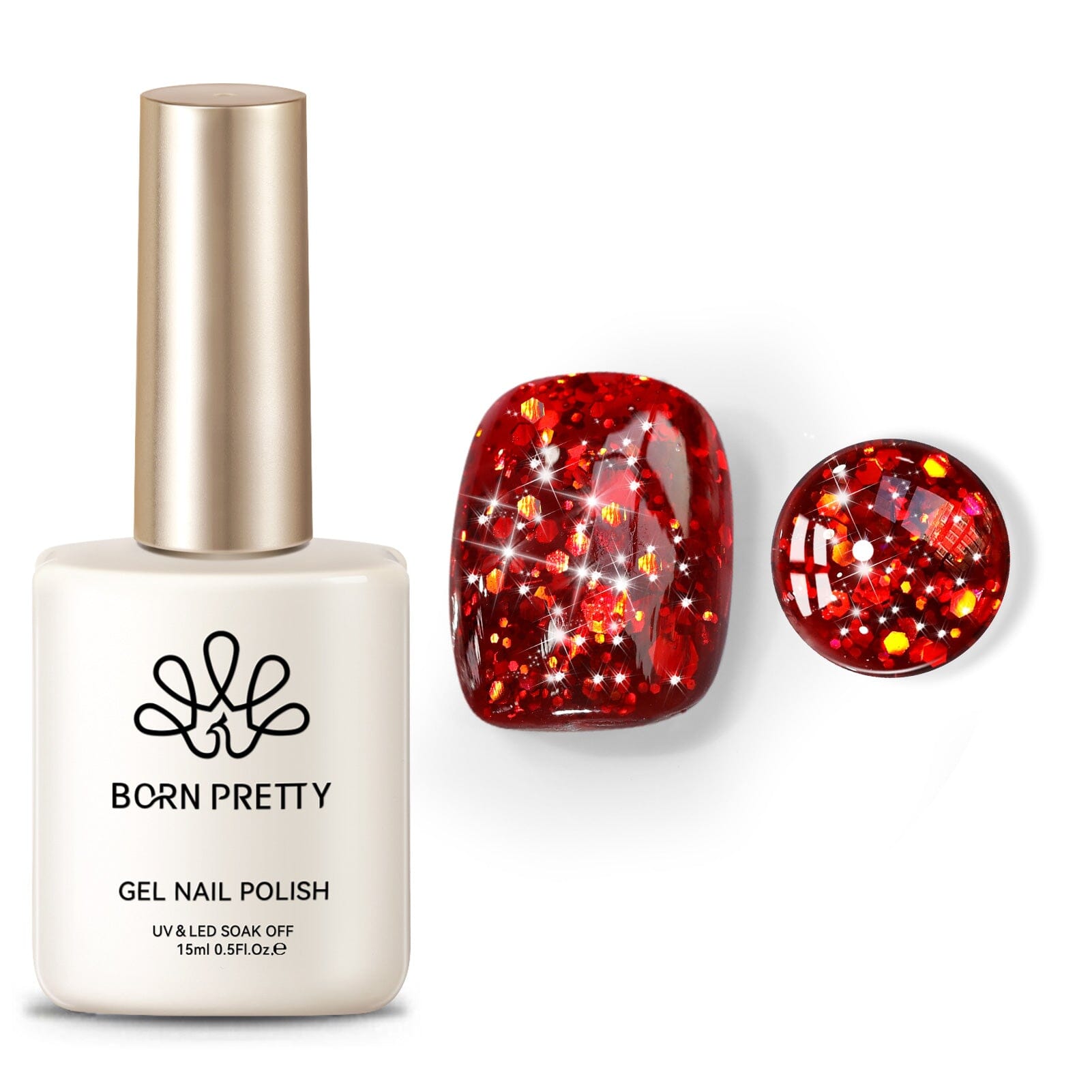 Red Sequins Glitter Gel Polish SG14 Vanity Fair 15ml Gel Nail Polish BORN PRETTY 