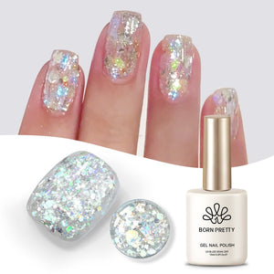 Silver Colorful Sequins Glitter Gel Polish SG05 Wish 15ml Gel Nail Polish BORN PRETTY 