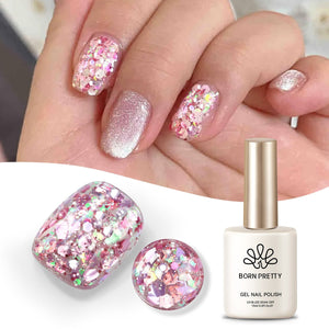 Rosegold Colorful Sequins Glitter Gel Polish SG08 Fantasy Dream 15ml Gel Nail Polish BORN PRETTY 
