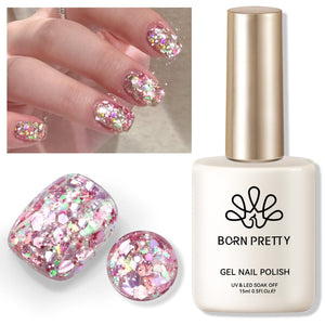 Rosegold Colorful Sequins Glitter Gel Polish SG08 Fantasy Dream 15ml Gel Nail Polish BORN PRETTY 