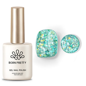 Green Colorful Sequins Glitter Gel Polish SG09 Spray Wave 15ml Gel Nail Polish BORN PRETTY 