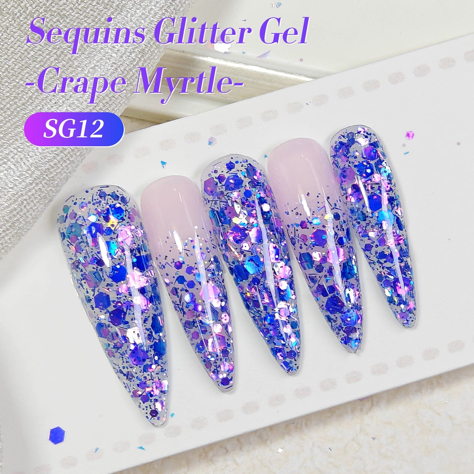 Purple Colorful Sequins Glitter Gel Polish SG12 Crape Myrtle 15ml Gel Nail Polish BORN PRETTY 