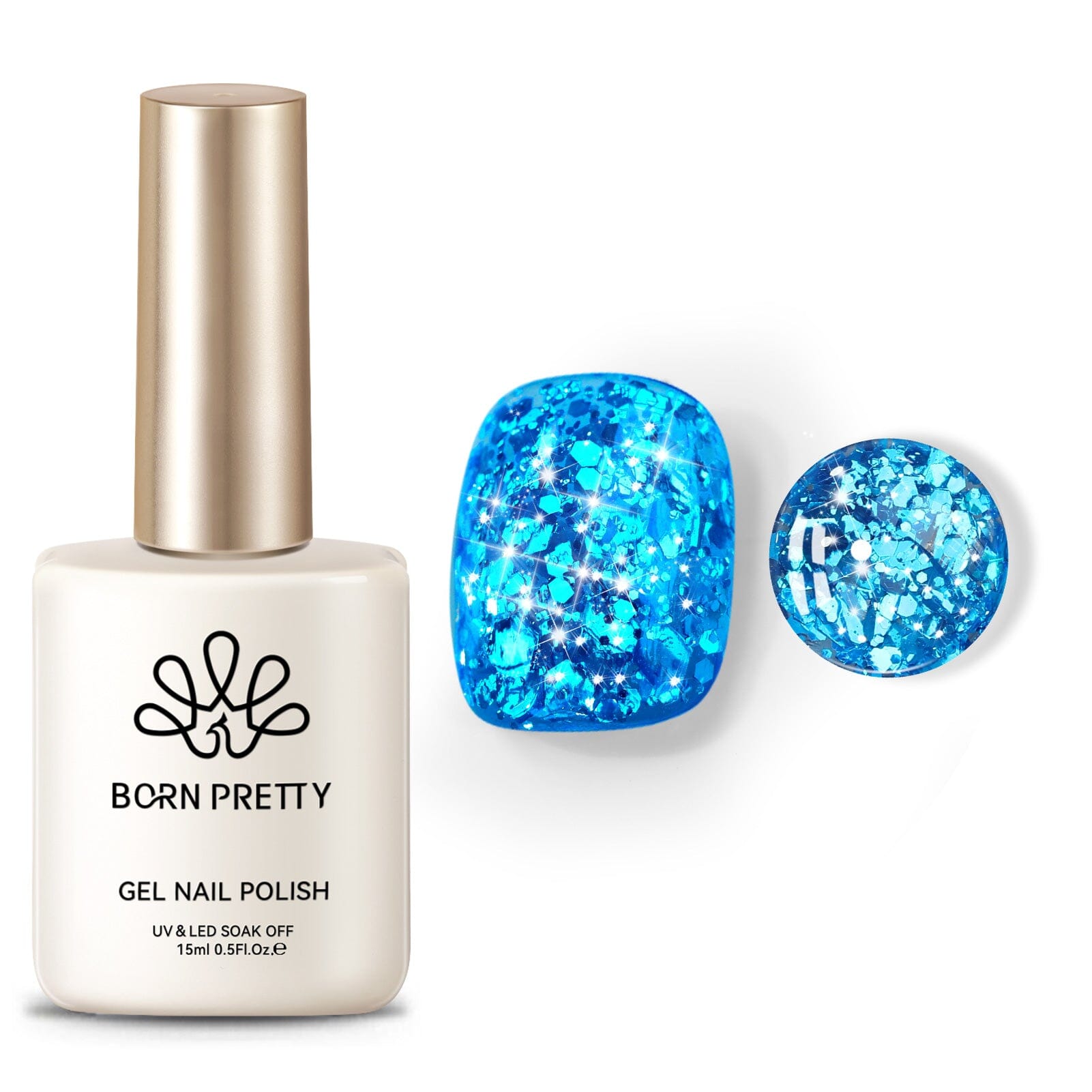 Blue Sequins Glitter Gel Polish SG13 Blue Harebell 15ml Gel Nail Polish BORN PRETTY 