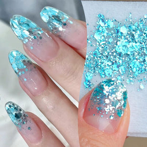 Blue Glitter Sequins Gel Polish SG15 Sea Salt 10ml Gel Nail Polish BORN PRETTY 