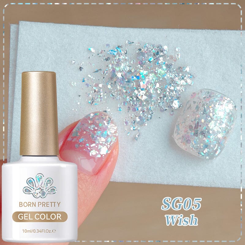 Glitter Sequins Gel Polish SG05-SG16 10ml Gel Nail Polish BORN PRETTY SG05 Wish 