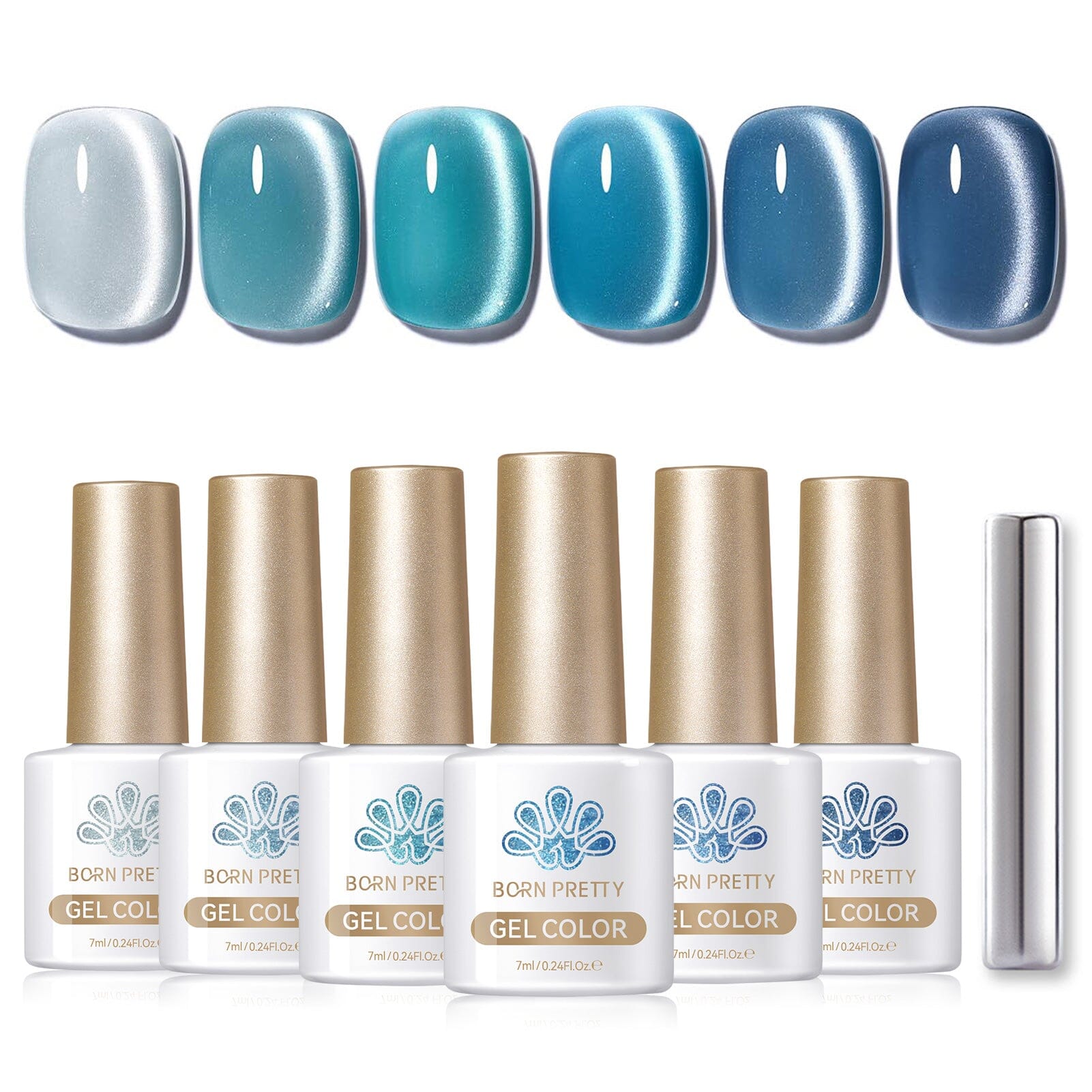 6 Colors Blue Lover Cat Magnetic Gel Polish Set 7ml Gel Nail Polish BORN PRETTY 
