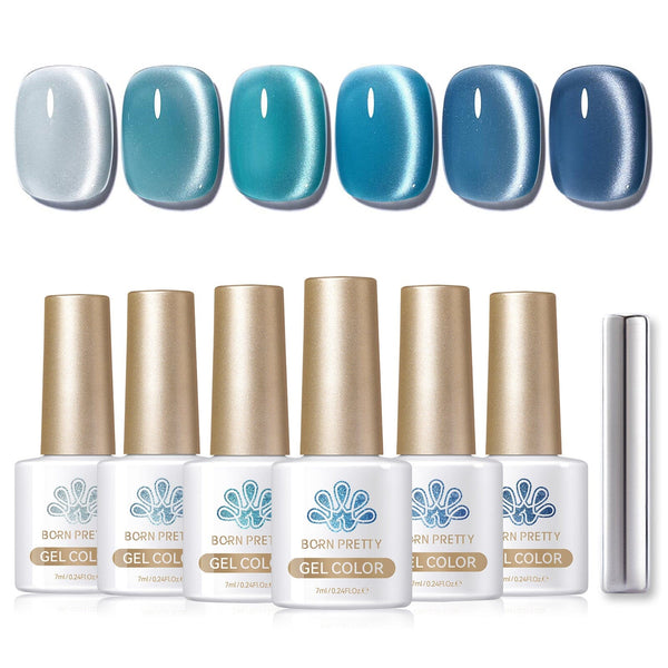 6 Colors Blue Lover Cat Magnetic Gel Polish Set 7ml Gel Nail Polish BORN PRETTY 