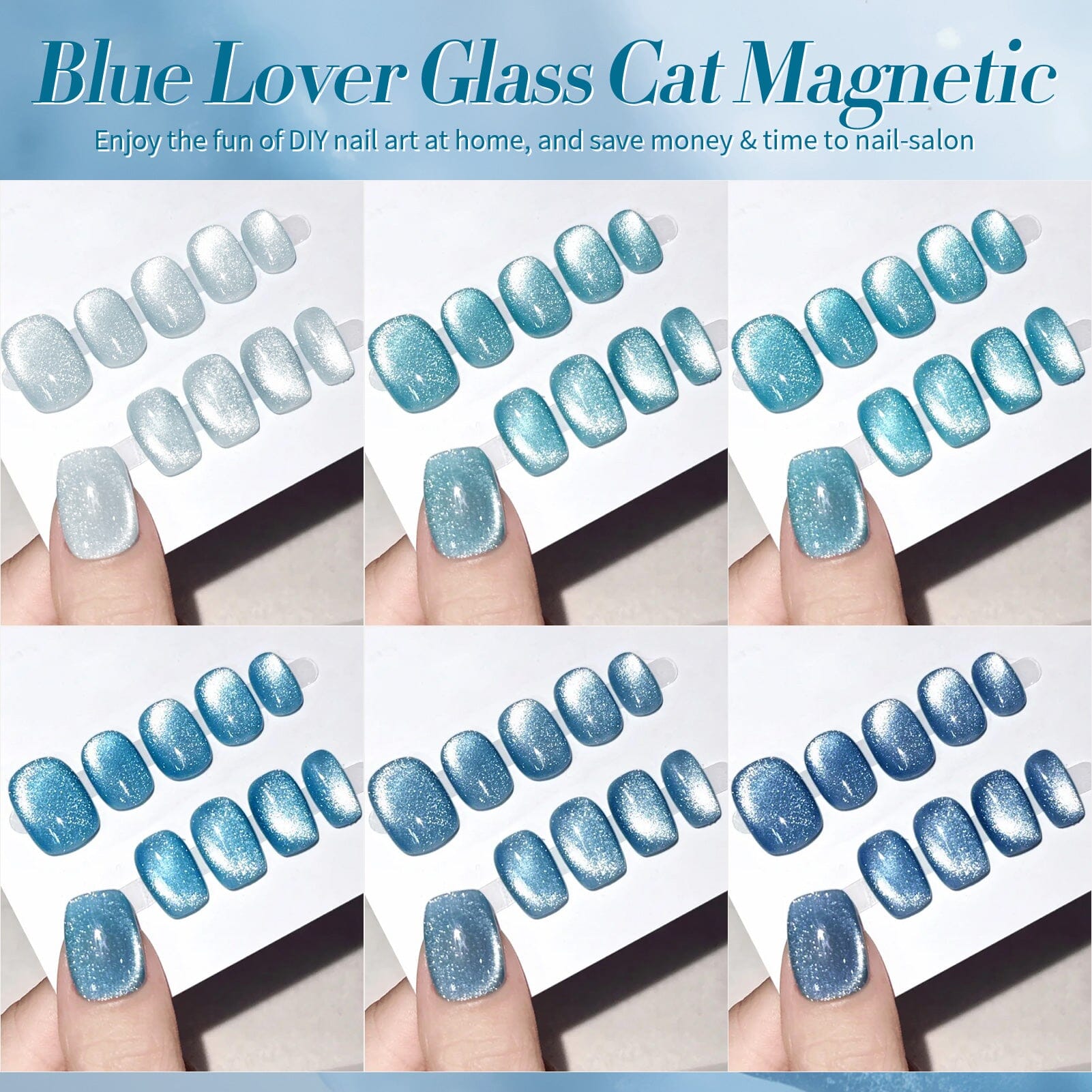 6 Colors Blue Lover Cat Magnetic Gel Polish Set 7ml Gel Nail Polish BORN PRETTY 