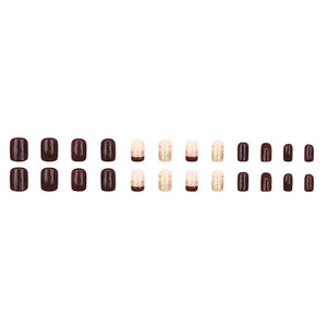 24pcs Brown Glitter Press on Nails 12 Sizes French False Nail Tips Tools & Accessories No Brand 