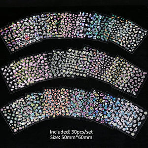 30pcs Flowers 3D Nail Stickers NLS003 Nail Art No Brand 