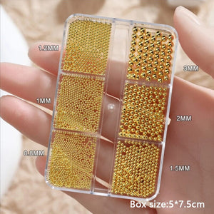 6 Grids Round Stainless Steel Beads Nail Decoration Nail Decoration No Brand 04 