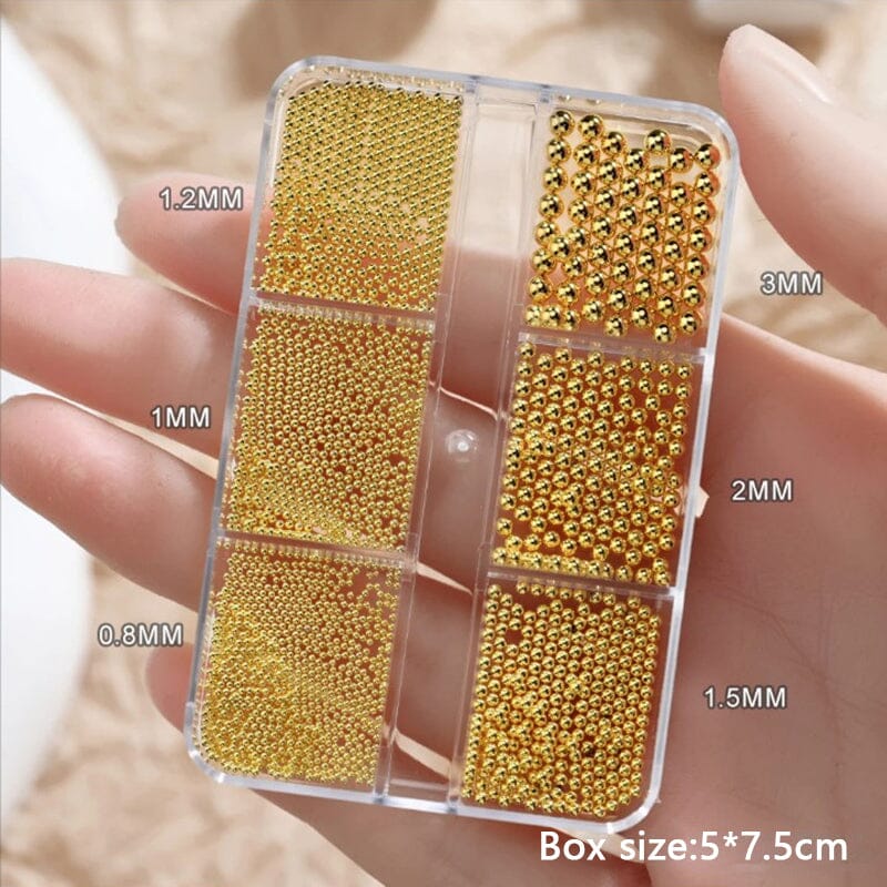 6 Grids Round Stainless Steel Beads Nail Decoration Nail Decoration No Brand 04 