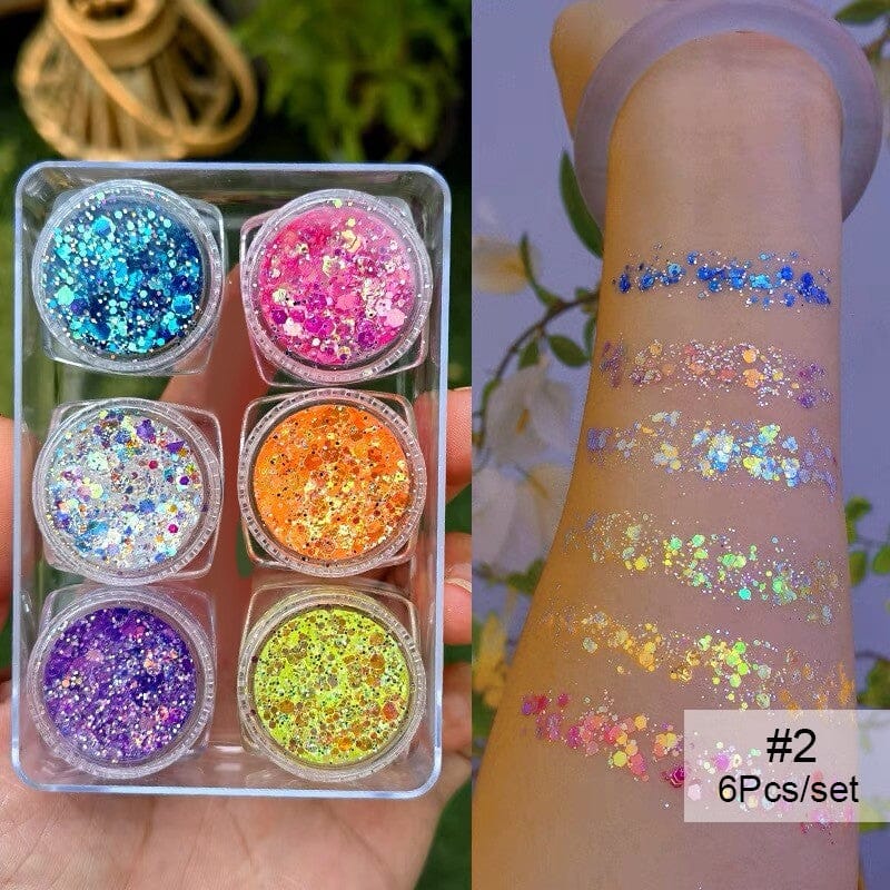 6pcs Hexagon #02 Glitter Sequins Set Nail Art No Brand 