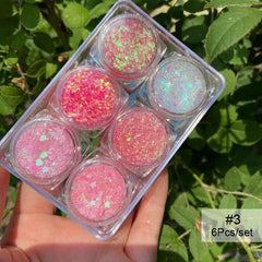 6pcs Star #03 Glitter Sequins Set Nail Art No Brand 