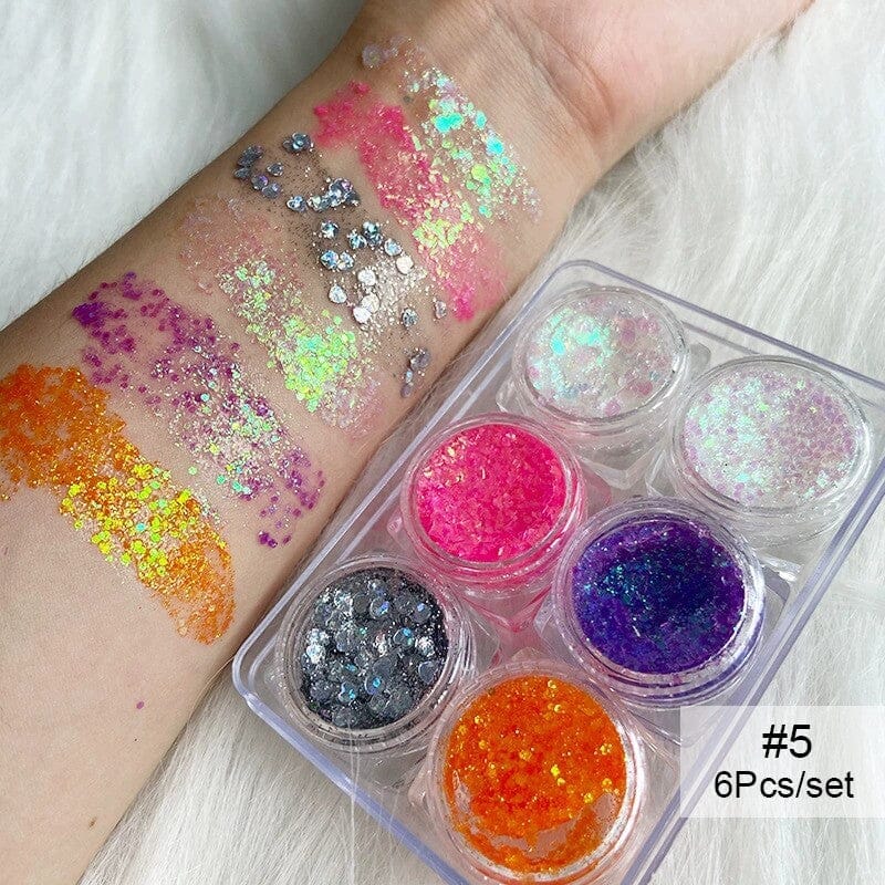 6pcs Hexagon #02 Glitter Sequins Set Nail Art No Brand 
