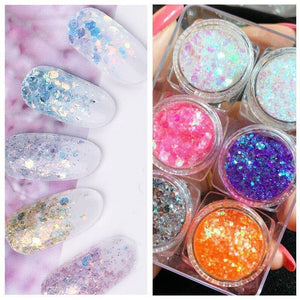 6pcs Hexagon #04 Glitter Sequins Set Nail Art No Brand 