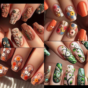 White Green Flowers Plants 5D Nail Stickers 5D-K351 Nail Sticker No Brand 