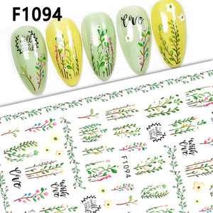 Green Plants 3D Nail Stickers F1094 Nail Sticker No Brand 