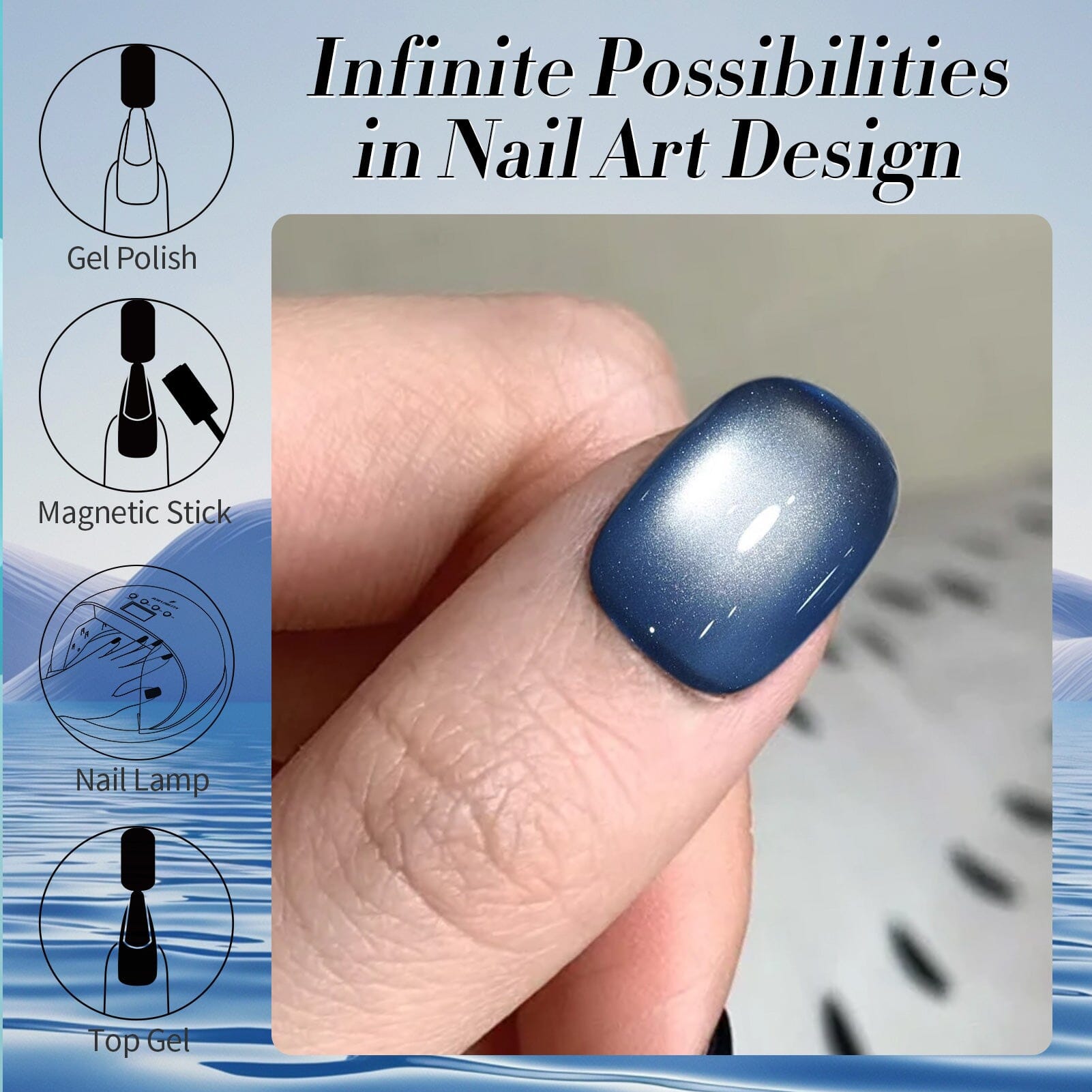 Blue Glass Cat Magnetic Gel Polish MY75 Blue Lover 15ml Gel Nail Polish BORN PRETTY 